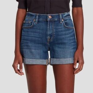 7 for all mankind Broken Twill Mid Roll Denim Jean Shorts